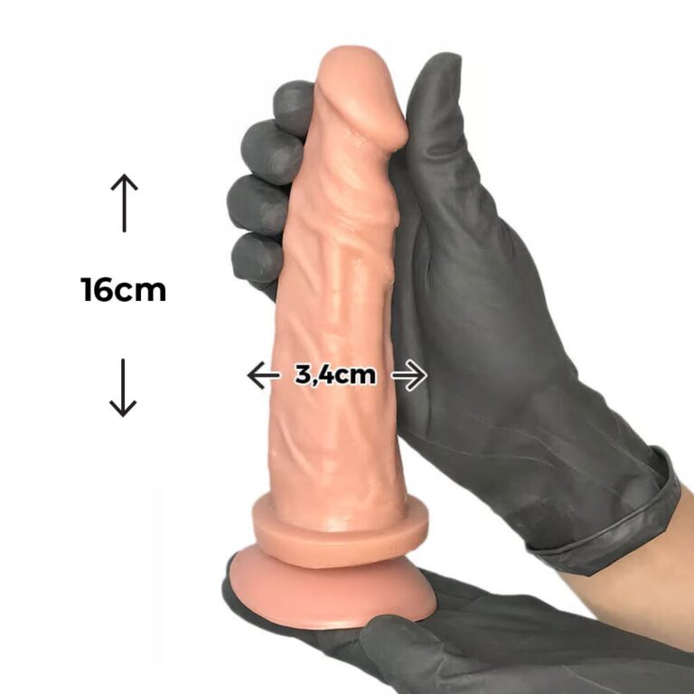 Pênis Médio 16cm x 3,4cm Bege com Ventosa - Imagem 3