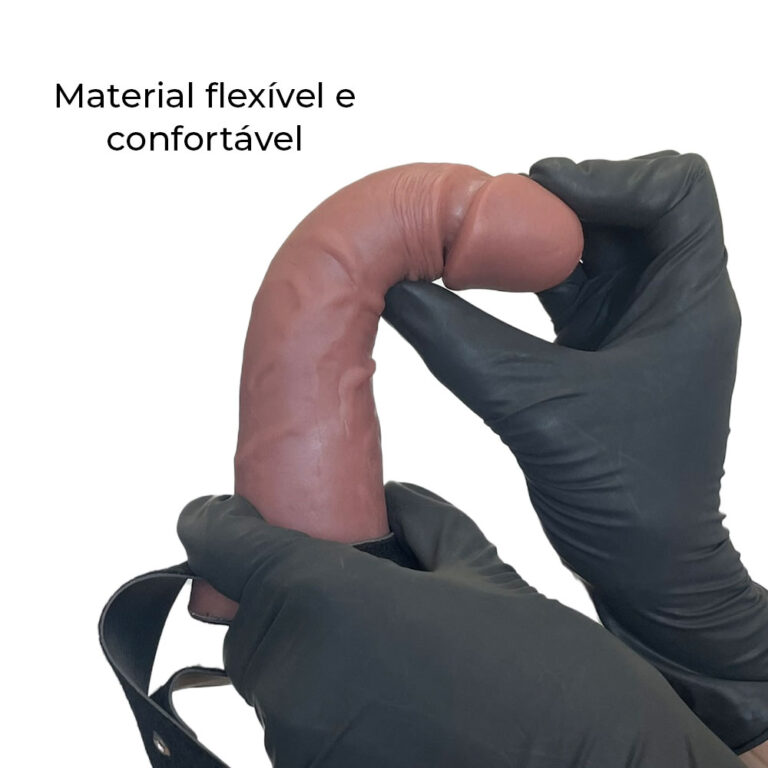 Cinta Peniana Dupla 2 Pênis 12cm x 3cm e 16cm x 3,5cm Marrom com Vibro Interno - Imagem 7