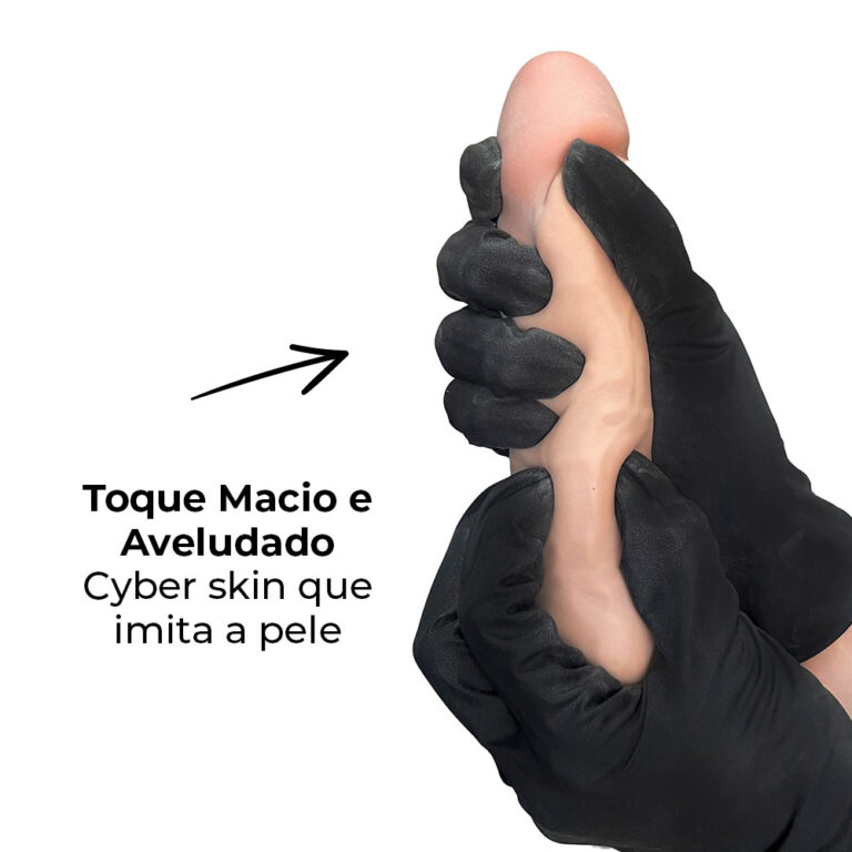 Pênis Médio 17cm x 4cm Realista Cyberskin Bege com Vibro e Escroto - Imagem 9