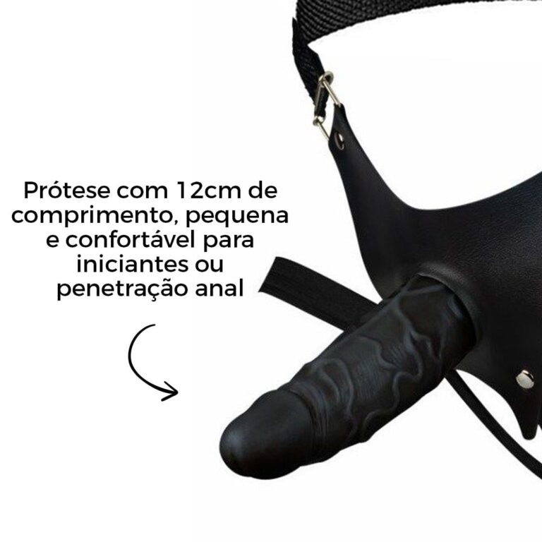 Cinta Peniana Para Dupla Penetração Na Mulher 12cm x 3cm com Pênis Preta - Imagem 3