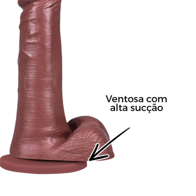 Pênis Grande 18,5cm x 4cm Marrom com Escroto e Ventosa - Imagem 9