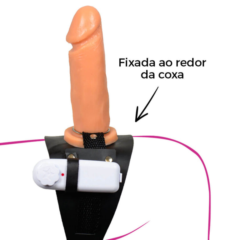 Cinta Peniana de Coxa 15cm x 4,5cm com Vibro Bege - Imagem 5