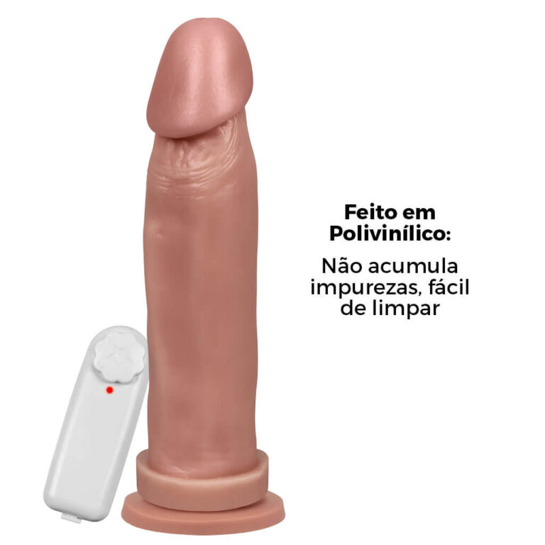 Pênis Grande 20,5cm x 5cm Bege com Ventosa e Vibro - Imagem 8