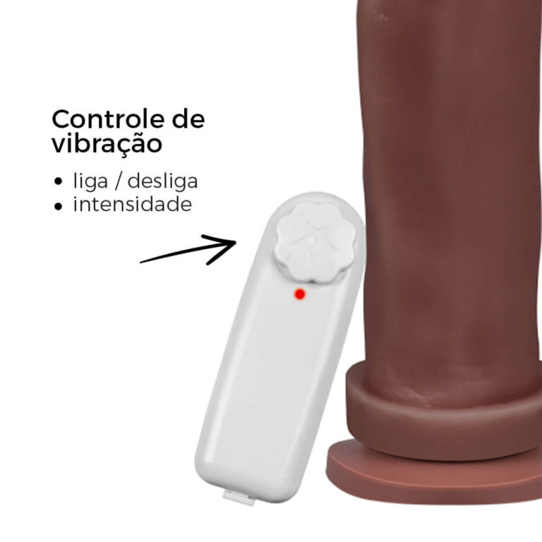 Pênis Grande 20,5cm x 5cm Marrom com Ventosa e Vibro - Imagem 8