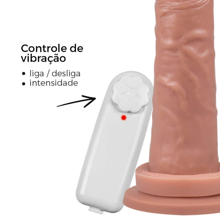 Pênis Médio 16cm x 3,8cm Bege com Ventosa e Vibro - Imagem 9