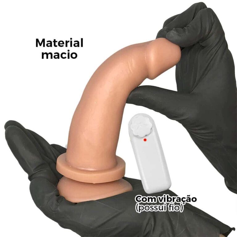 Pênis Médio 14cm x 3,5cm Bege com Ventosa e Vibro - Imagem 4