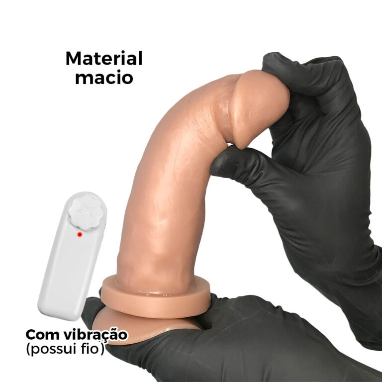 Pênis Médio 16cm x 3,5cm Bege com Ventosa e Vibro - Imagem 4