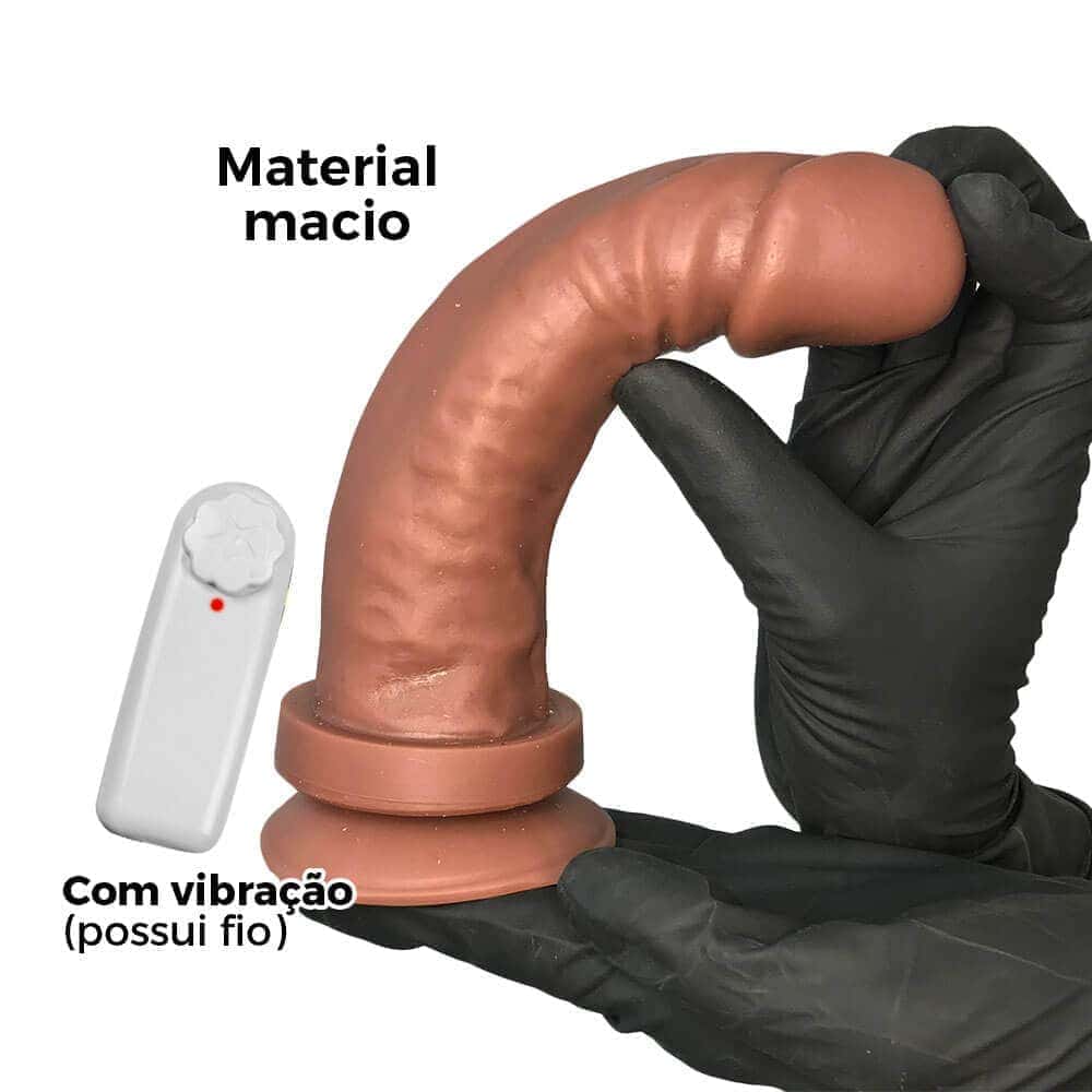 Pênis Médio 17,5cm x 4,5cm Marrom com Ventosa e Vibro - Imagem 4
