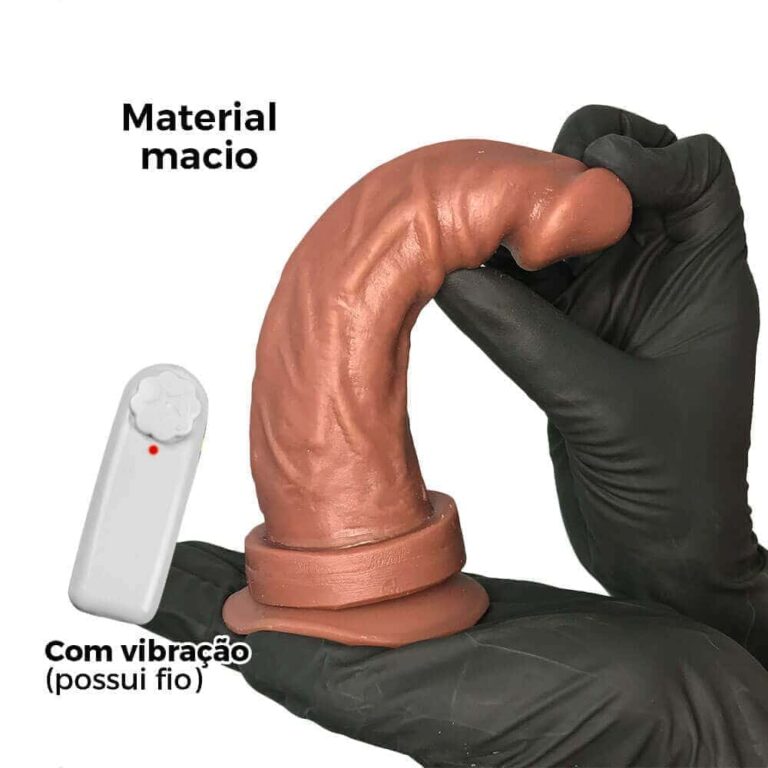 Pênis Médio 16cm x 3,4cm Marrom com Ventosa e Vibro - Imagem 4