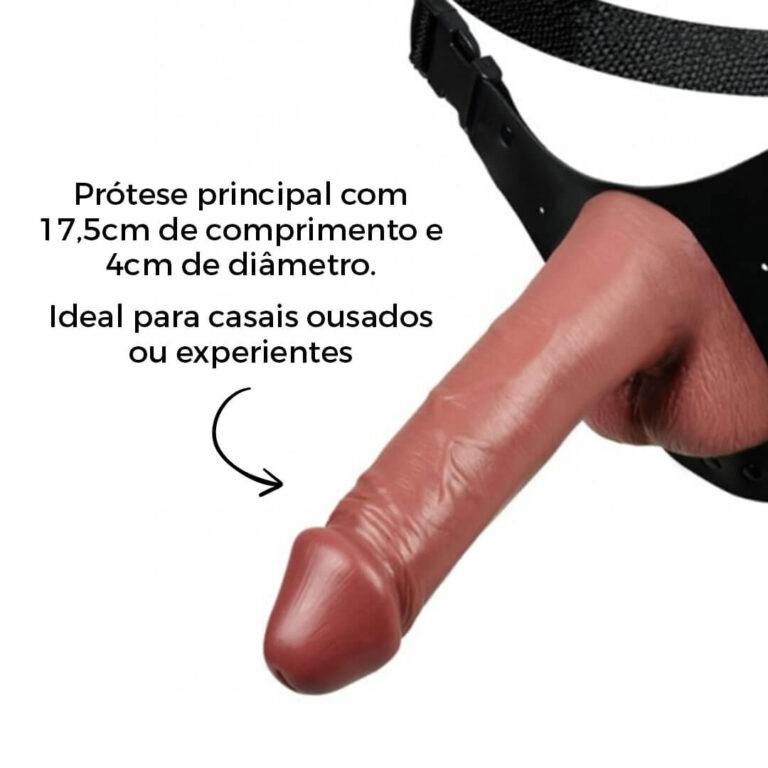 Cinta Peniana Grande 17,5cm x 4cm com Pênis e Escroto Marrom - Imagem 3