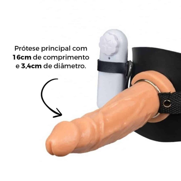 Cinta Peniana de Coxa 16cm x 3,4cm com Vibro Bege - Imagem 3
