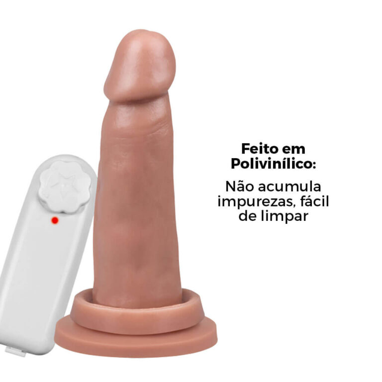 Pênis Médio 14cm x 3,5cm Bege com Ventosa e Vibro - Imagem 8