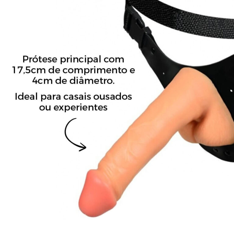 Cinta Peniana Grande 17,5cm x 4cm com Pênis e Escroto Bege - Imagem 3