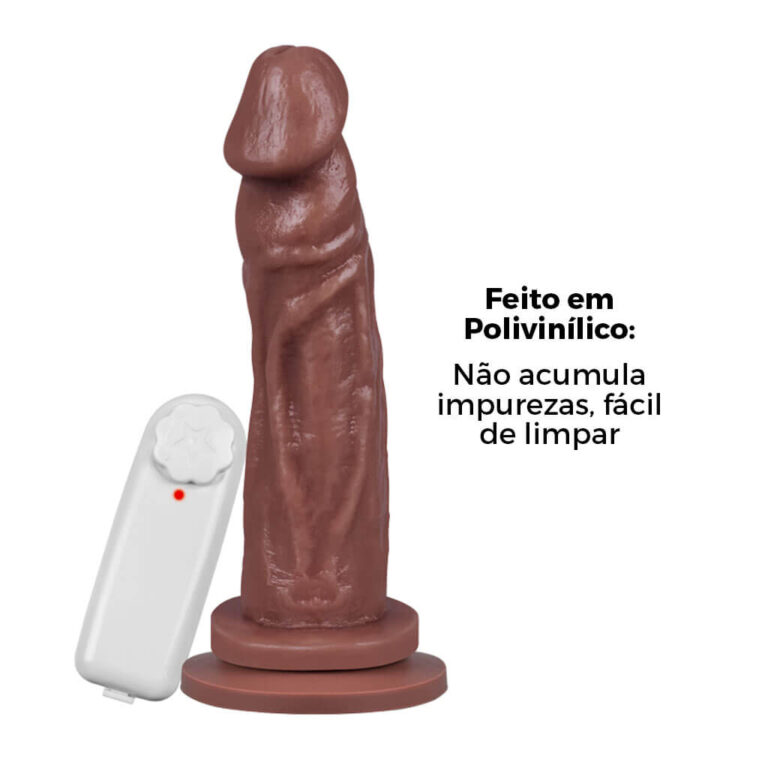 Pênis Médio 16cm x 3,4cm Marrom com Ventosa e Vibro - Imagem 8