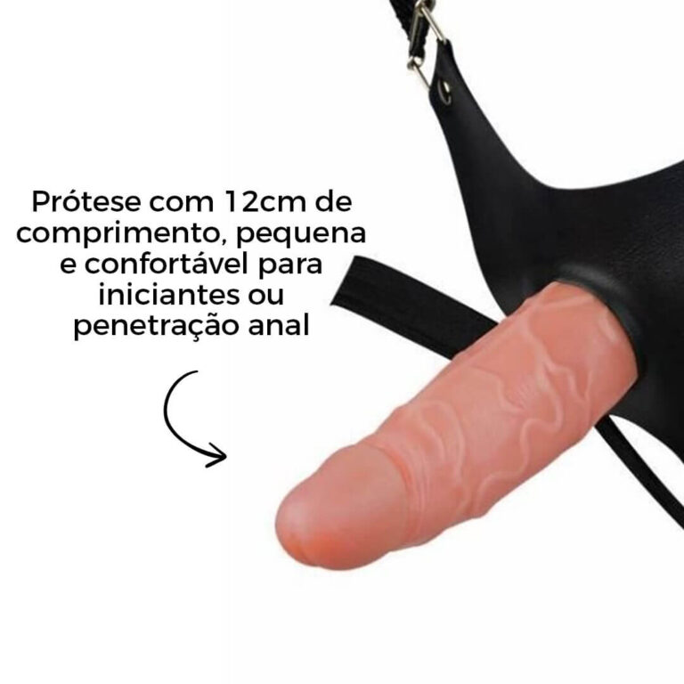 Cinta Peniana Para Dupla Penetração Na Mulher 12cm x 3cm com Pênis Bege - Imagem 3