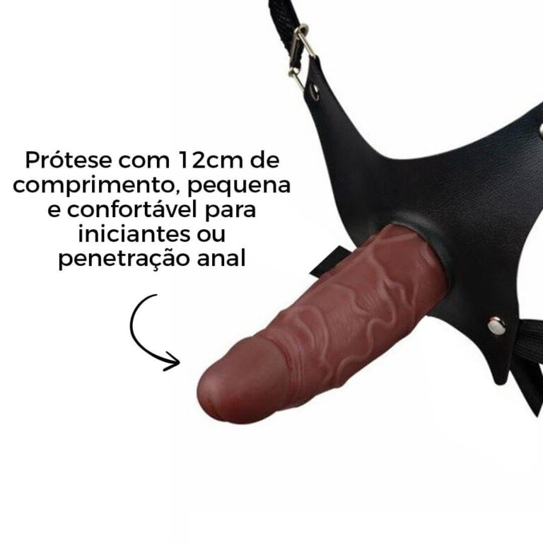 Cinta Peniana Para Dupla Penetração Na Mulher 12cm x 3cm com Pênis Marrom - Imagem 3