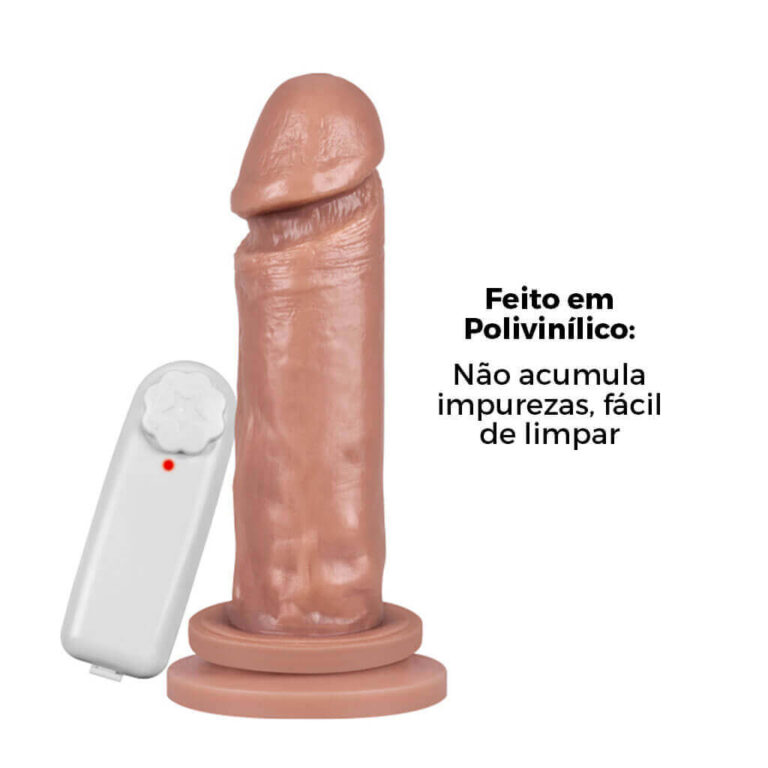 Pênis Médio 16cm x 3,5cm Bege com Ventosa e Vibro - Imagem 8
