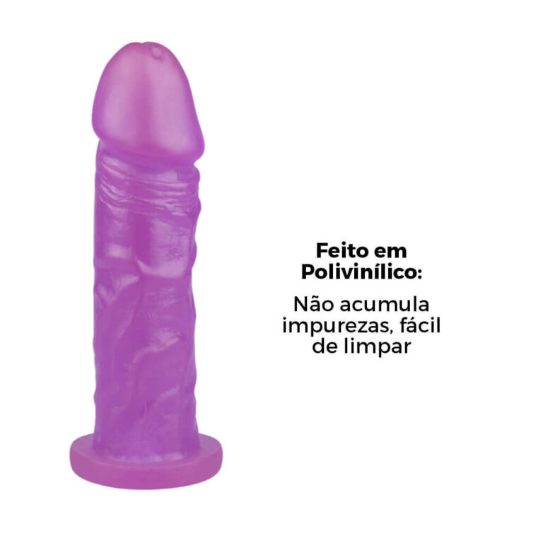 Pênis Médio 16,5cm x 3,6cm Colorido Lilás - Imagem 8