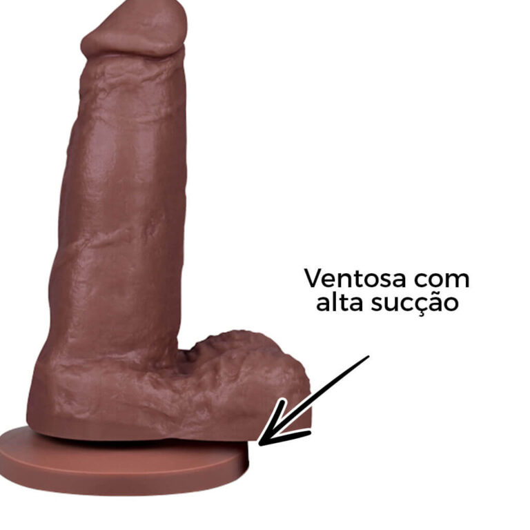 Pênis Pequeno 12,5cm x 3,2cm Marrom com Escroto e Ventosa - Imagem 8