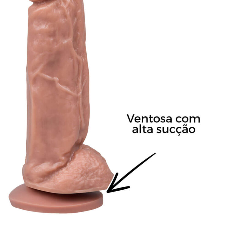 Pênis Grande 18,5cm x 4,5cm Bege com Escroto e Ventosa - Imagem 8