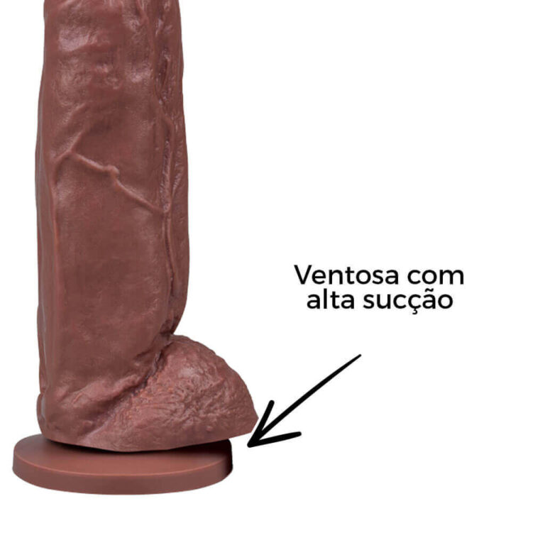 Pênis Grande 18,5cm x 4,5cm Marrom com Escroto e Ventosa - Imagem 8