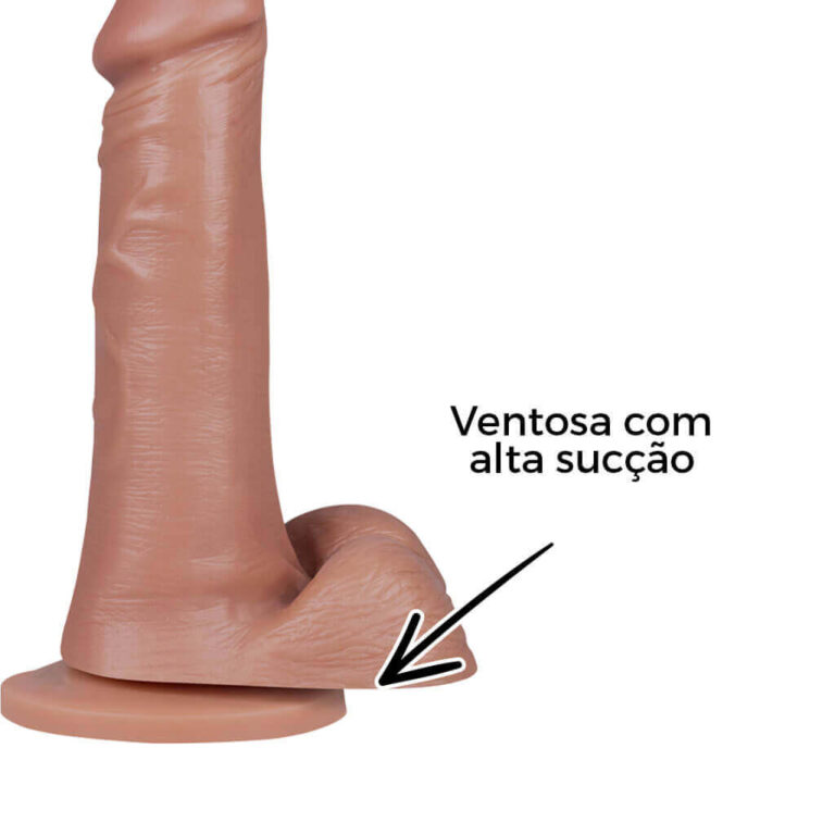Pênis Grande 18,5cm x 4cm Bege com Escroto e Ventosa - Imagem 8