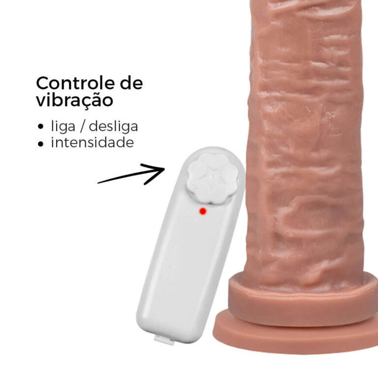 Pênis Grande 18cm x 4,5cm Bege com Ventosa e Vibro - Imagem 8