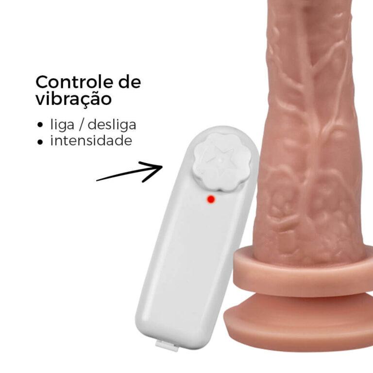 Pênis Grande 19cm x 3,8cm Bege com Ventosa e Vibro - Imagem 8
