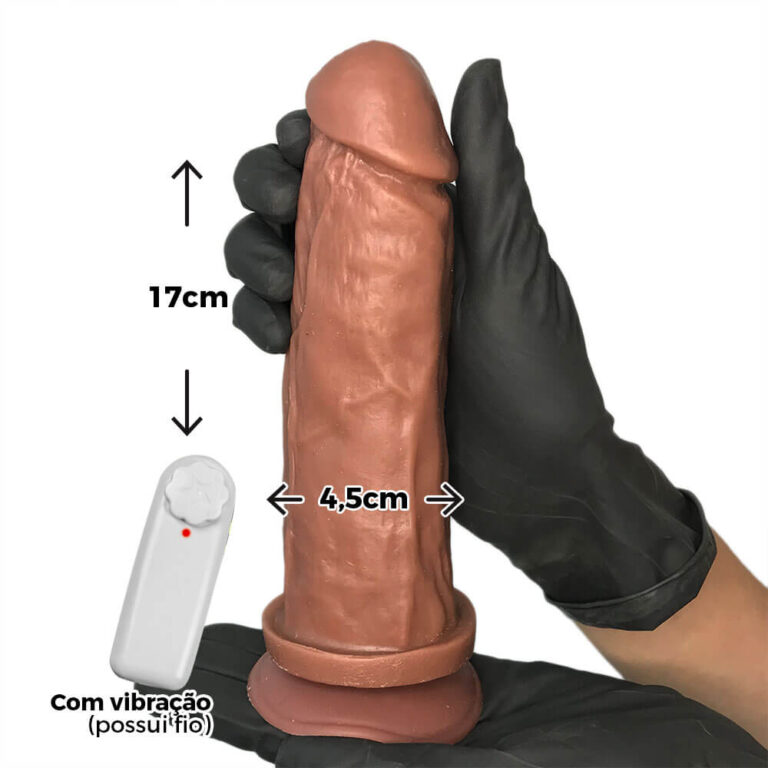 Pênis Médio 17cm x 4,5cm Marrom com Ventosa e Vibro - Imagem 3