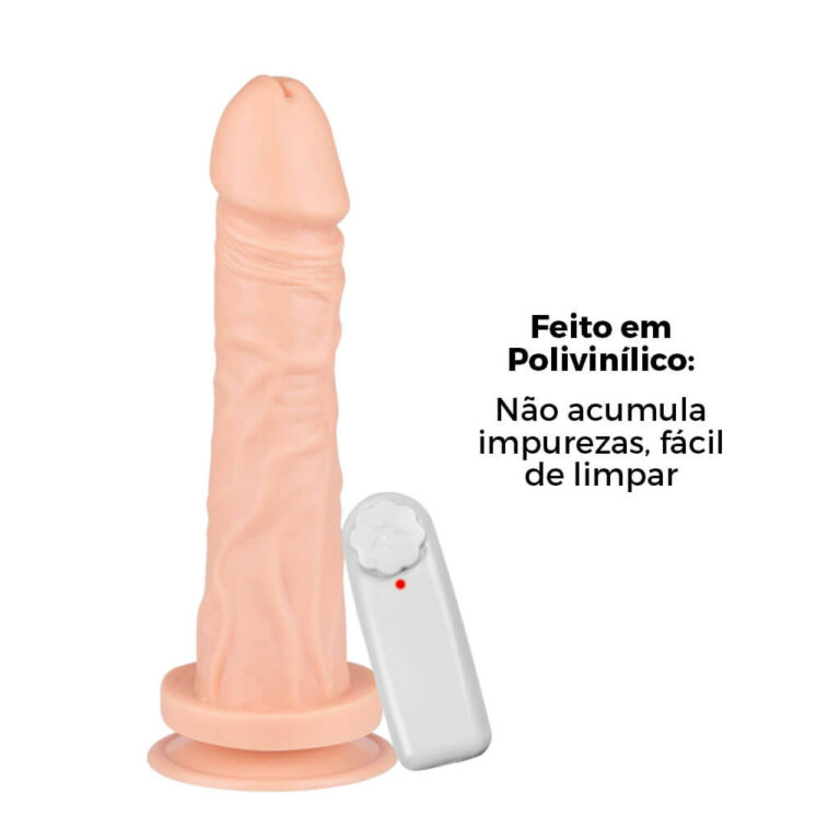 Pênis Grande 19cm x 3,8cm Bege com Ventosa e Vibro - Imagem 11