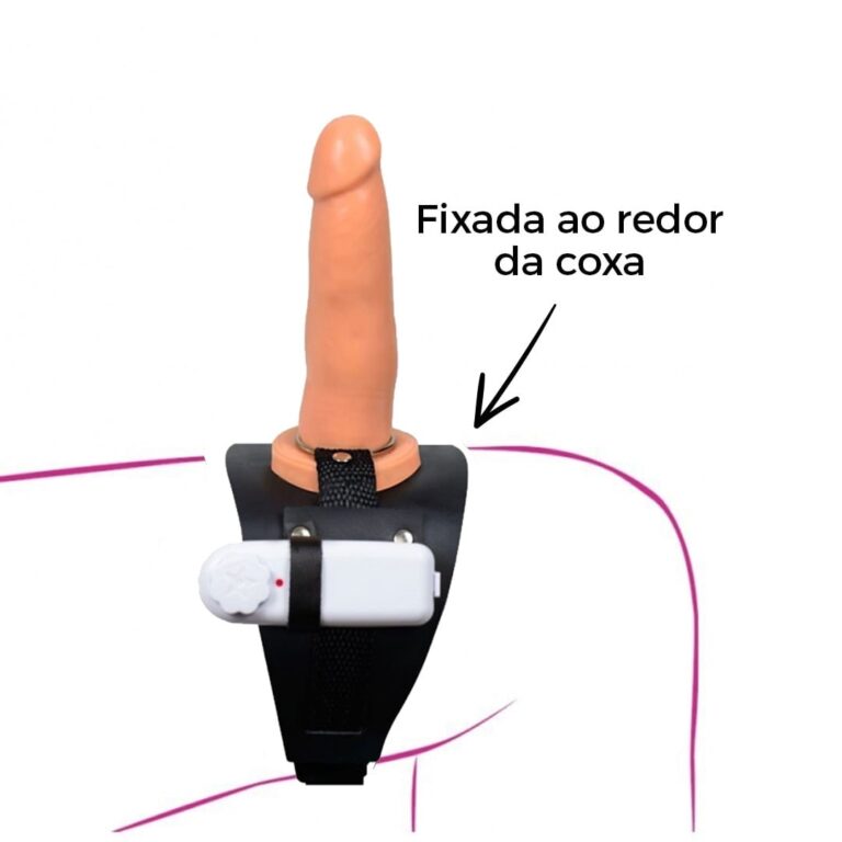 Cinta Peniana de Coxa 14,5cm x 3,6cm com Vibro Bege - Imagem 3