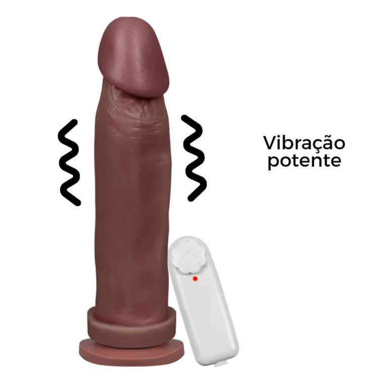 Pênis Grande 20,5cm x 5cm Marrom com Ventosa e Vibro - Imagem 9