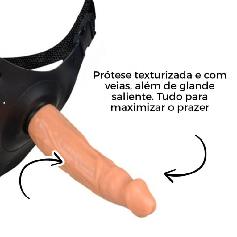 Cinta Peniana Média 16cm x 3,4cm com Pênis Bege - Imagem 7