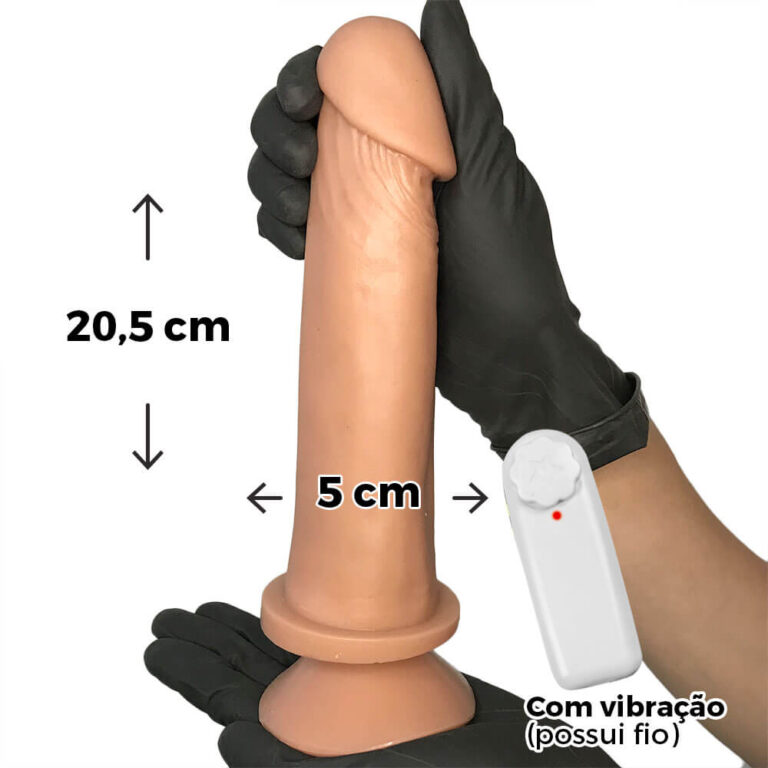 Pênis Grande 20,5cm x 5cm Bege com Ventosa e Vibro - Imagem 3