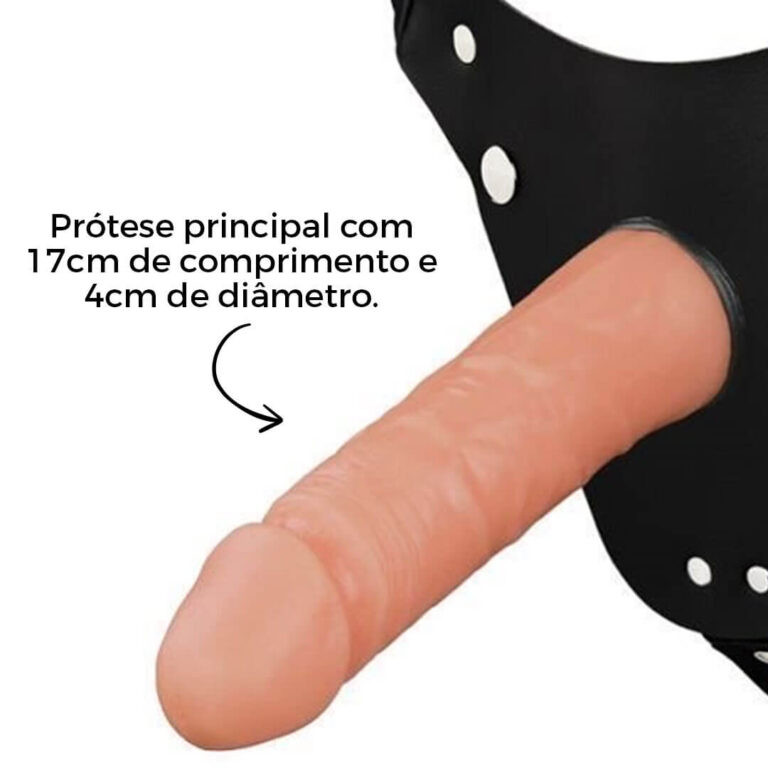 Cinta Peniana Dupla 2 Pênis 17cm x 4cm e 14cm x 3,5cm Bege - Imagem 3