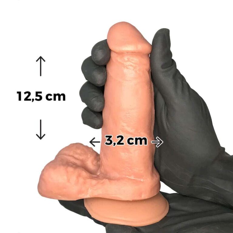 Pênis Pequeno 12,5cm x 3,2cm Bege com Escroto e Ventosa - Imagem 3