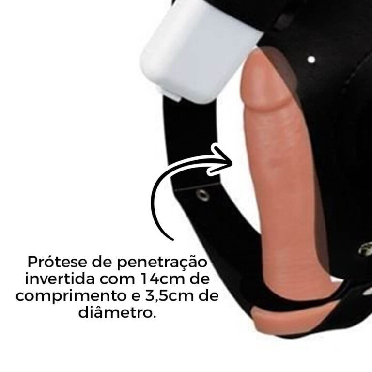 Cinta Peniana Dupla 2 Pênis 17cm x 4cm e 14cm x 3,5cm Bege com Vibro Duplo - Imagem 10