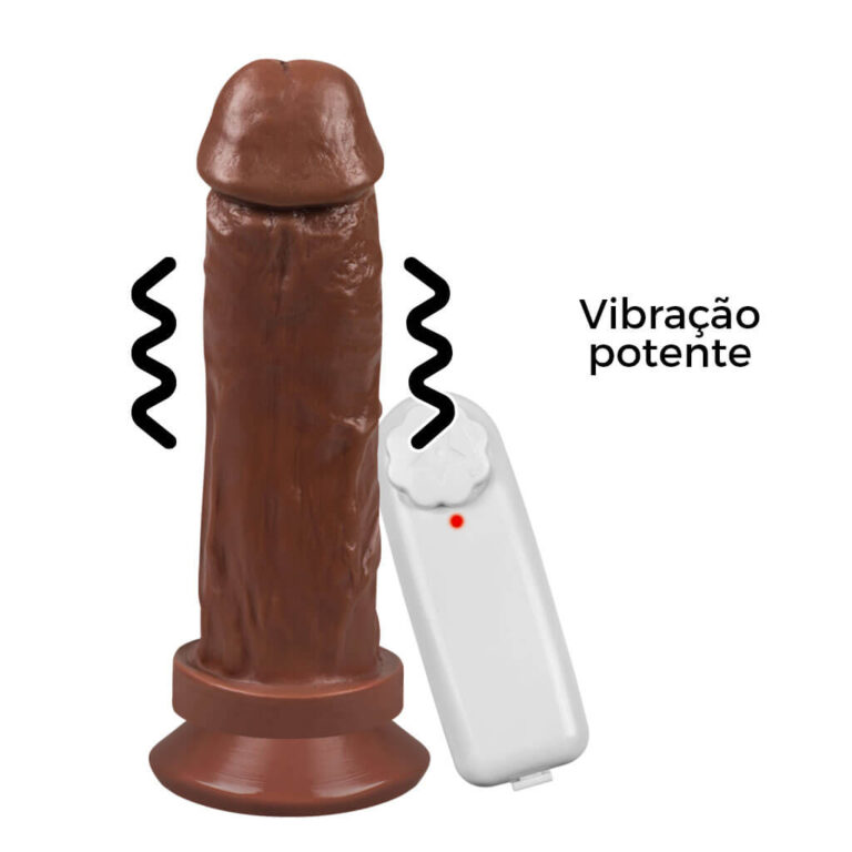 Pênis Médio 17cm x 4,5cm Marrom com Ventosa e Vibro - Imagem 9