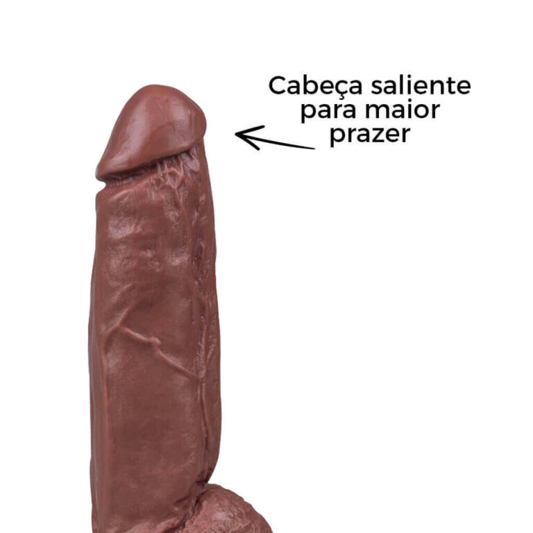 Pênis Grande 18,5cm x 4,5cm Marrom com Escroto e Ventosa - Imagem 9