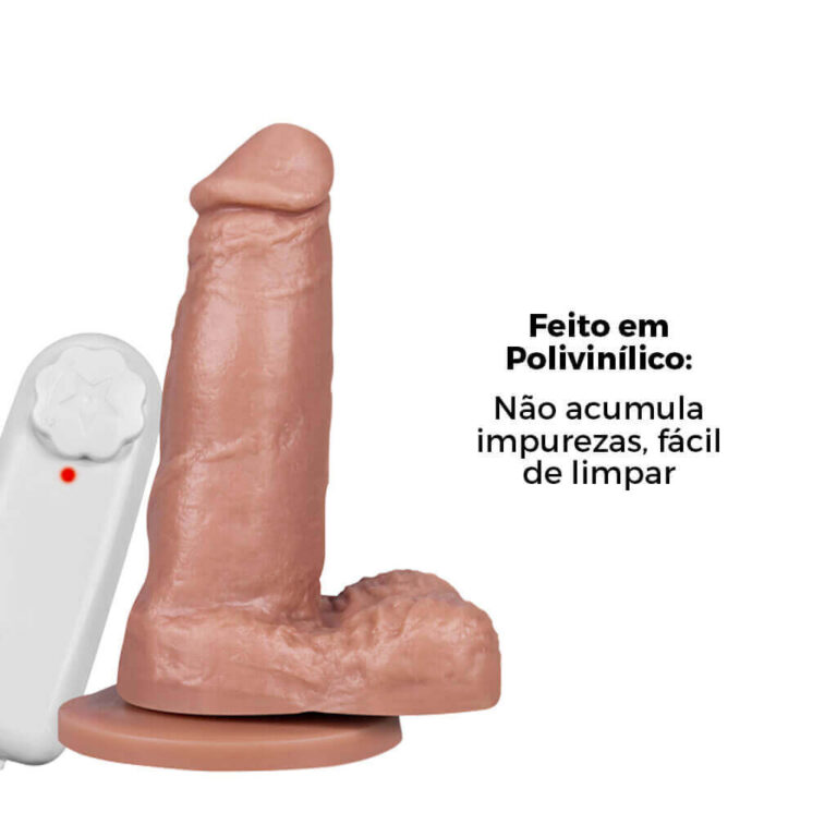 Pênis Pequeno 12,5cm x 3,2cm Bege com Escroto, Ventosa e Vibro - Imagem 9
