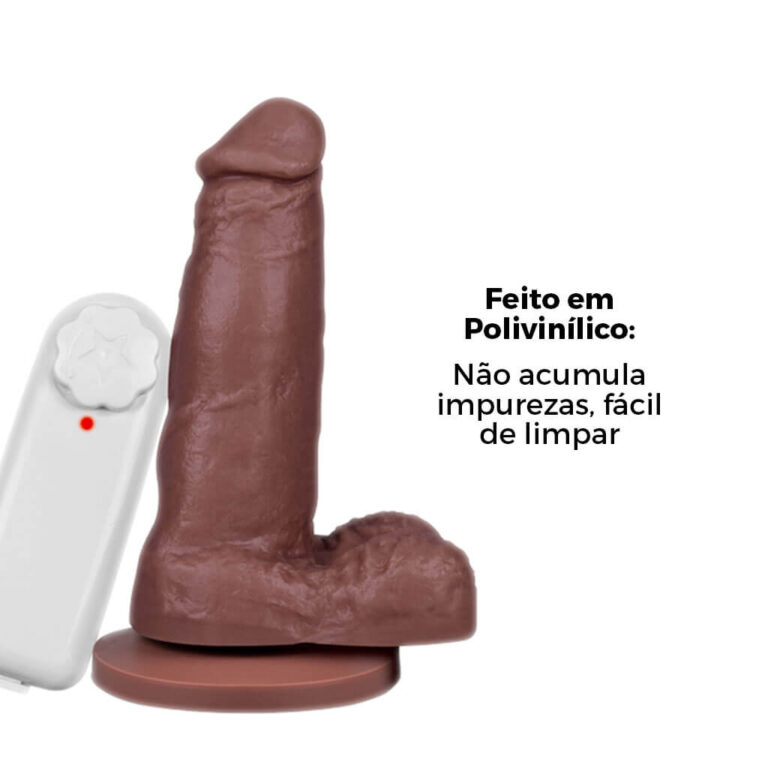 Pênis Pequeno 12,5cm x 3,2cm Marrom com Escroto, Ventosa e Vibro - Imagem 9