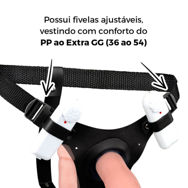 Cinta Peniana Dupla 2 Pênis de 14cm x 3,5cm com Vibro Duplo Bege - Imagem 11