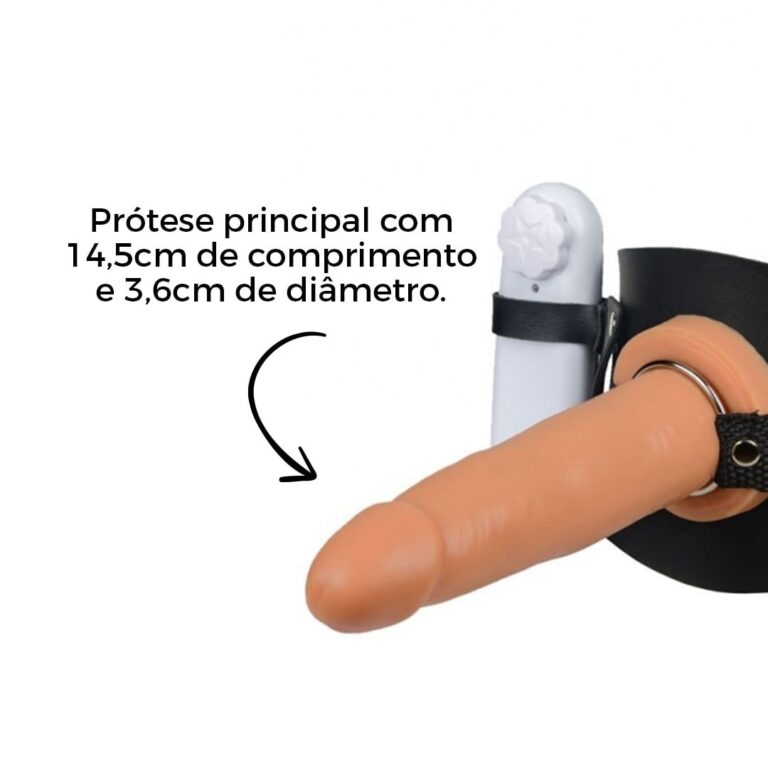 Cinta Peniana de Coxa 14,5cm x 3,6cm com Vibro Bege - Imagem 7
