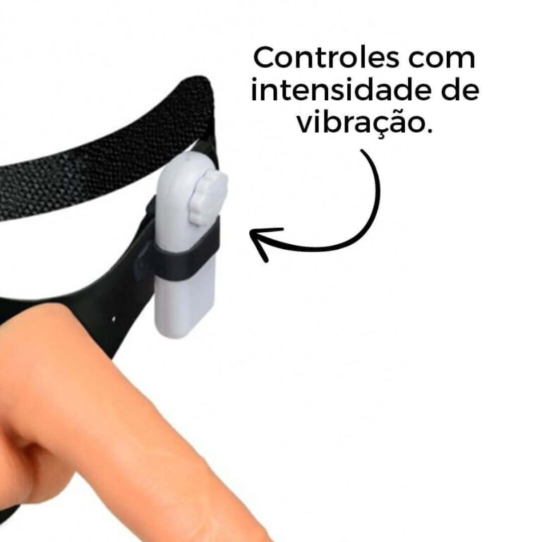 Cinta Peniana Grande 17,5cm x 4cm com Pênis, Escroto e Vibro Bege - Imagem 7