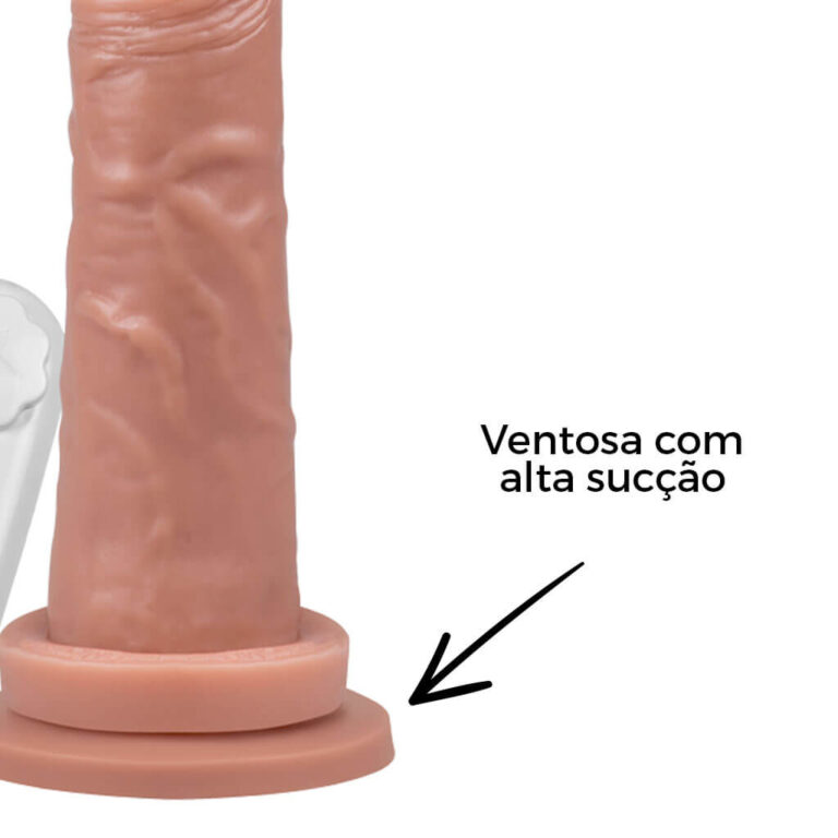 Pênis Médio 16cm x 3,8cm Bege com Ventosa e Vibro - Imagem 11