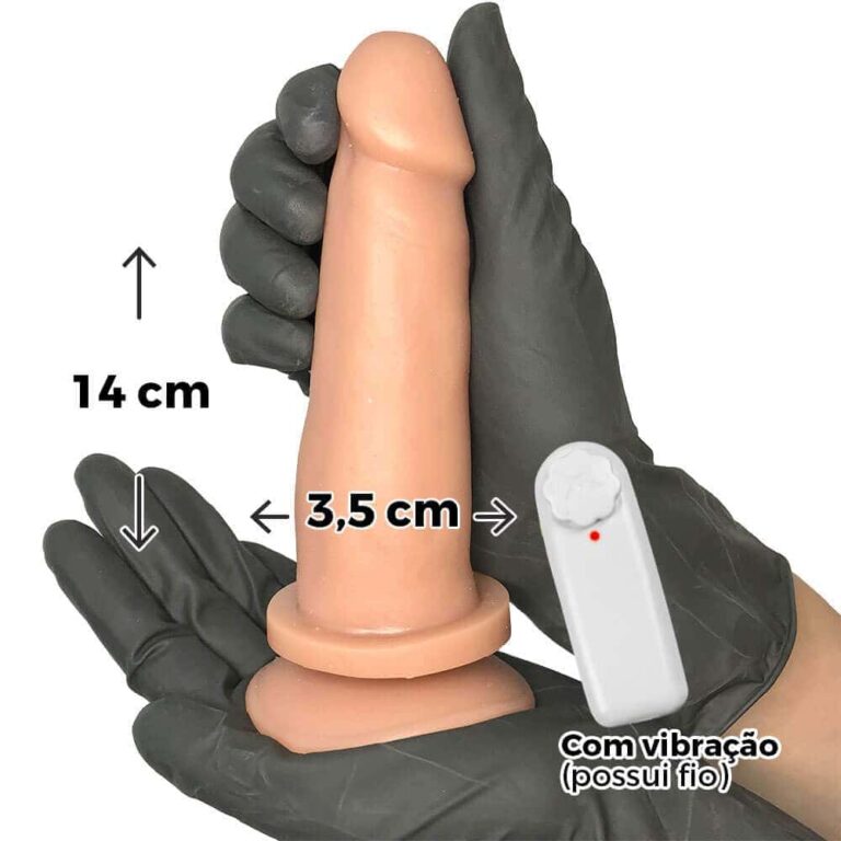 Pênis Médio 14cm x 3,5cm Bege com Ventosa e Vibro - Imagem 3