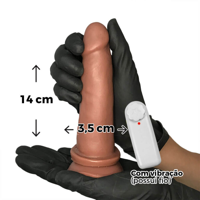 Pênis Médio 14cm x 3,5cm Marrom com Ventosa e Vibro - Imagem 3