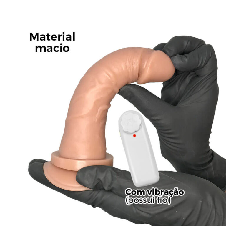 Pênis Médio 16cm x 3,8cm Bege com Ventosa e Vibro - Imagem 4