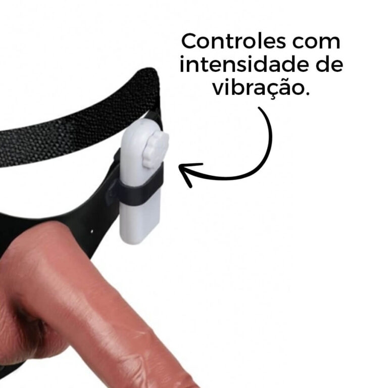 Cinta Peniana Grande 17,5cm x 4cm com Pênis, Escroto e Vibro Marrom - Imagem 7