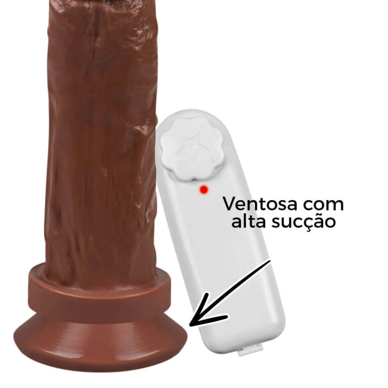 Pênis Médio 17cm x 4,5cm Marrom com Ventosa e Vibro - Imagem 10